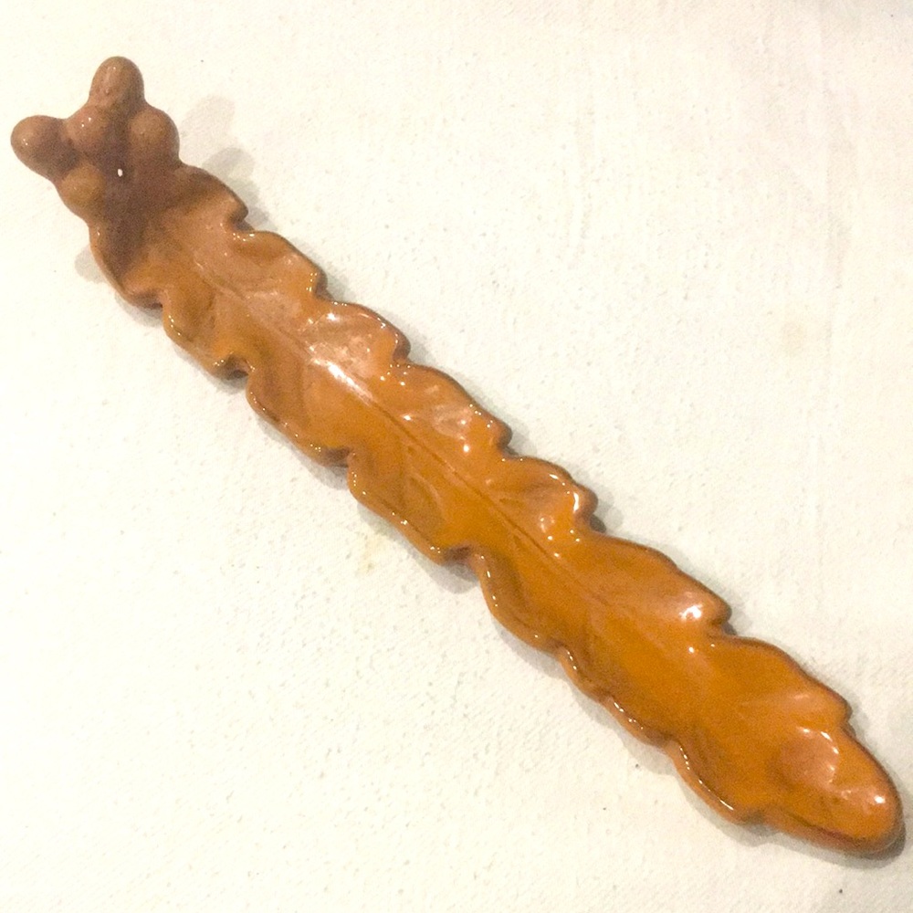 Ceramic Leaf Incense Stick Holder 10-1/2”